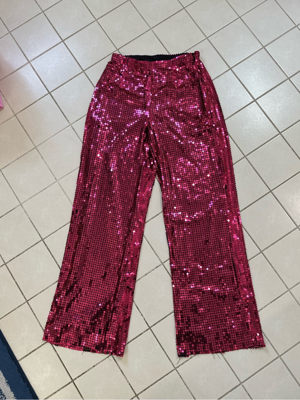 Sequin Wide-Leg Pants - Pink